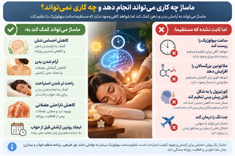 تاثیر ماساژ بر ساعت بیولوژیک و تفاوت آرامش بعد از ماساژ با تنظیم مستقیم ریتم شبانه روزی