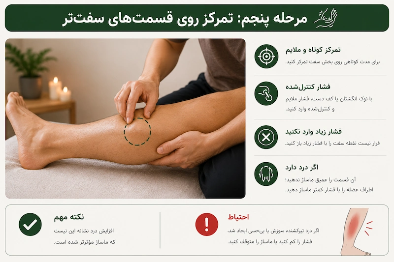 تمرکز ماساژ بر قسمت های سفت تر