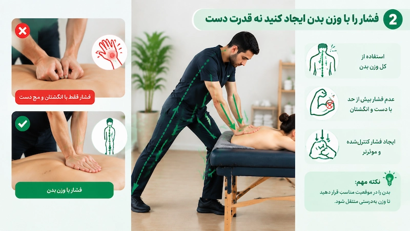 فشار را با وزن بدن ایجاد کنید نه قدرت دست